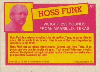 1985 O-Pee-Chee WWF Pro Wrestling Stars Series 2 #61 Hoss Funk Back
