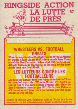 1985 O-Pee-Chee WWF Pro Wrestling Stars Series 2 #67 Wrestlers Vs. Football Greats Back