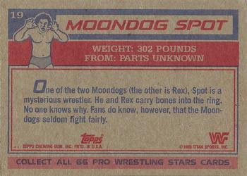1985 Topps WWF Pro Wrestling Stars #19 Moondog Spot Back