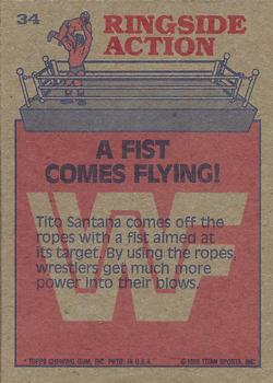 1985 Topps WWF Pro Wrestling Stars #34 A Fist Comes Flying! Back