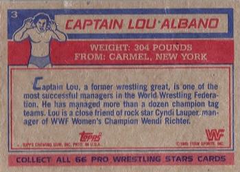 1985 Topps WWF Pro Wrestling Stars #3 Captain Lou Albano Back