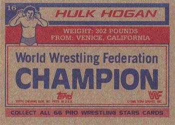 1985 Topps WWF Pro Wrestling Stars #16 Hulk Hogan Back