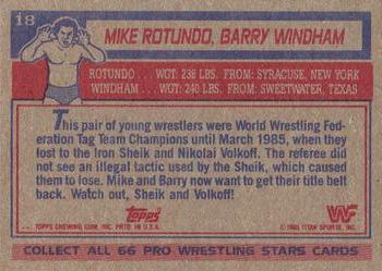 1985 Topps WWF Pro Wrestling Stars #18 Mike Rotundo / Barry Windham Back