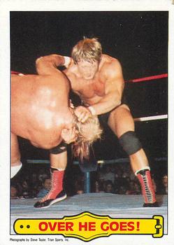1985 Topps WWF Pro Wrestling Stars #30 Over He Goes! Front