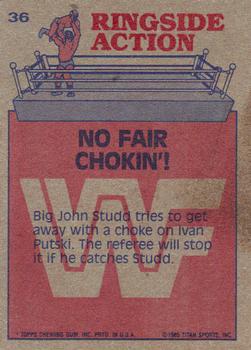 1985 Topps WWF Pro Wrestling Stars #36 No Fair Chokin'! Back