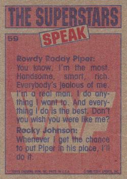 1985 Topps WWF Pro Wrestling Stars #59 Rowdy Roddy Piper / Rocky Johnson Back