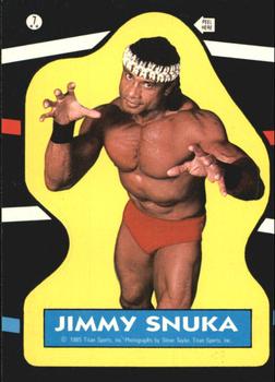 1985 Topps WWF Pro Wrestling Stars - Stickers #7 Jimmy Snuka Front