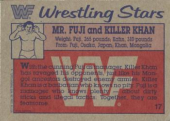 1987 Topps WWF #17 Mr. Fuji and Killer Khan Back