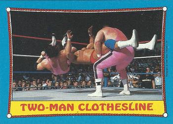 1987 Topps WWF #22 Two-Man Clothesline Front