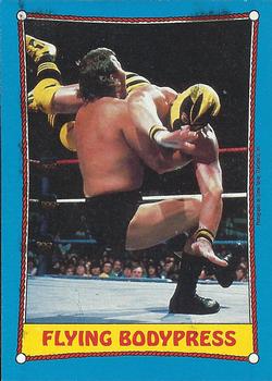1987 Topps WWF #47 Flying Bodypress Front