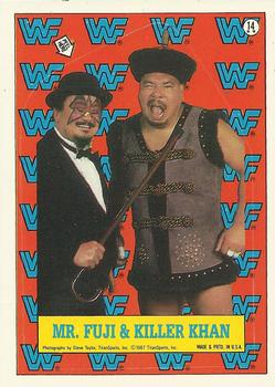 1987 Topps WWF - Stickers #14 Mr. Fuji / Killer Khan Front
