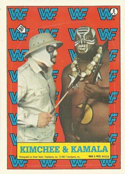 1987 Topps WWF - Stickers #8 Kamala / Kimchee  Front
