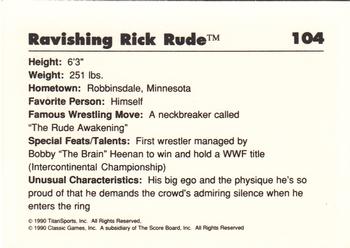 1990 Classic WWF #104 Ravishing Rick Rude Back