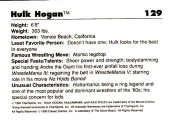 1990 Classic WWF #129 Hulk Hogan Back