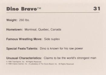 1990 Classic WWF #31 Dino Bravo Back