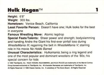 1990 Classic WWF #1 Hulk Hogan Back