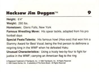 1990 Classic WWF #9 Hacksaw Jim Duggan Back