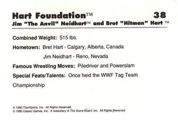 1990 Classic WWF #38 Hart Foundation Back
