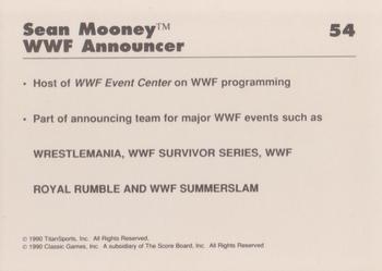1990 Classic WWF #54 Sean Mooney Back