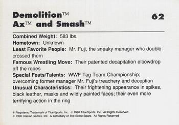 1990 Classic WWF #62 Demolition Back