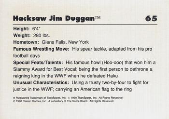 1990 Classic WWF #65 Hacksaw Jim Duggan Back