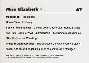 1990 Classic WWF #67 Miss Elizabeth Back