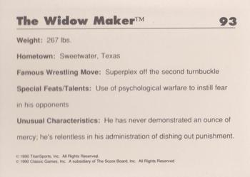 1990 Classic WWF #93 The Widow Maker Back