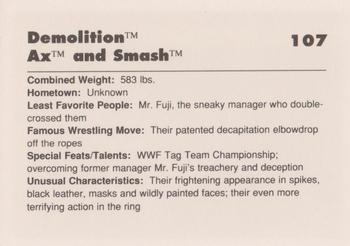 1990 Classic WWF #107 Demolition Back