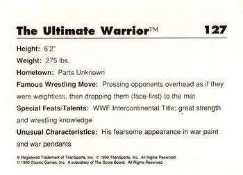 1990 Classic WWF #127 The Ultimate Warrior Back