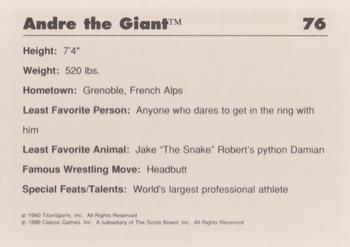 1990 Classic WWF #76 Andre the Giant Back