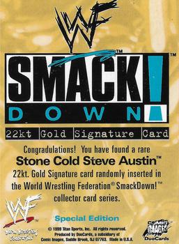 1999 Comic Images WWF SmackDown! - 22KT Gold Signatures #SE Stone Cold Steve Austin Special Edition  Back