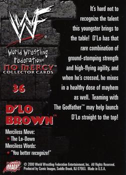 2000 Comic Images WWF No Mercy #36 D'Lo Brown  Back