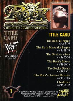 2000 Comic Images WWF Rock Solid #1 Title Card Back