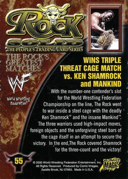 2000 Comic Images WWF Rock Solid #55 Rock vs. Ken Shamrock & Mankind  Back