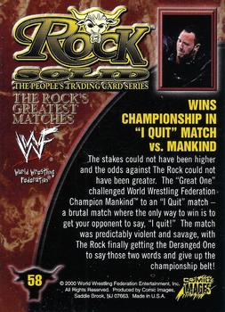 2000 Comic Images WWF Rock Solid #58 Rock vs. Mankind  Back