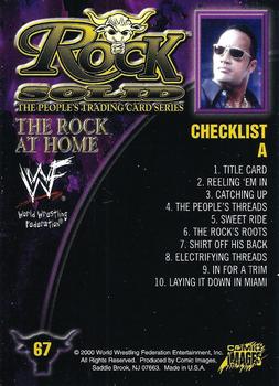 2000 Comic Images WWF Rock Solid #67 Checklist A/Rock on runway  Back