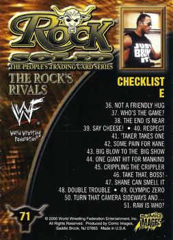 2000 Comic Images WWF Rock Solid #71 Checklist E/Rock with Steve Austin  Back