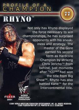 2001 Fleer WWF Championship Clash #77 Rhyno Back