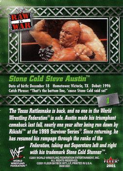 2001 Fleer WWF Raw Is War #1 Stone Cold Steve Austin  Back