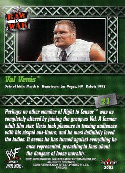 2001 Fleer WWF Raw Is War #21 Val Venis  Back