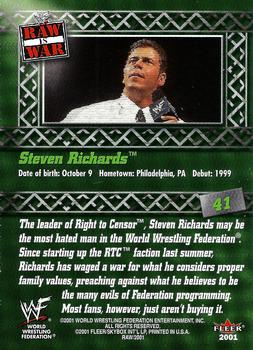2001 Fleer WWF Raw Is War #41 Steven Richards  Back