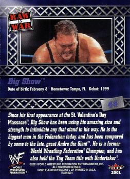 2001 Fleer WWF Raw Is War #44 Big Show  Back