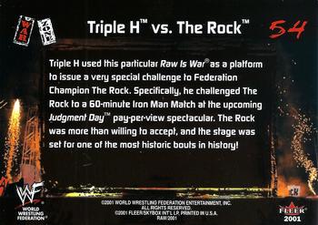 2001 Fleer WWF Raw Is War #54 Triple H / The Rock Back