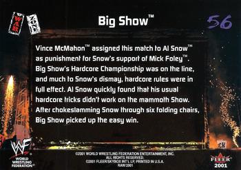 2001 Fleer WWF Raw Is War #56 Big Show  Back