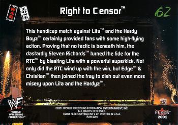 2001 Fleer WWF Raw Is War #62 Right To Censor Back