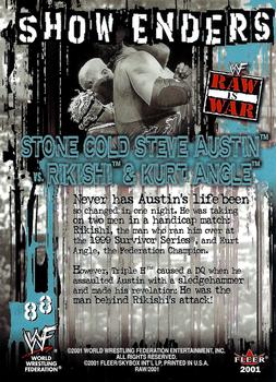 2001 Fleer WWF Raw Is War #88 Stone Cold Steve Austin / Rikishi / Kurt Angle Back