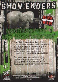 2001 Fleer WWF Raw Is War #91 Stone Cold Steve Austin / Edge / Christian / Kurt Angle Back