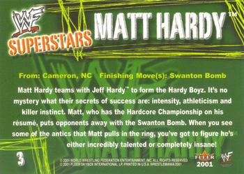 2001 Fleer WWF Wrestlemania #3 Matt Hardy  Back