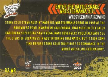 2001 Fleer WWF Wrestlemania #92 Enter the Rattlesnake  Back