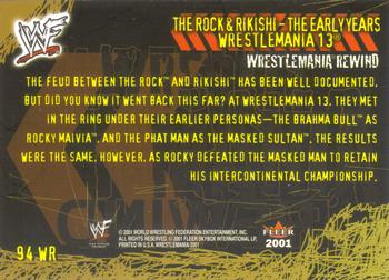 2001 Fleer WWF Wrestlemania #94 The Rock and Rikishi Early Years  Back